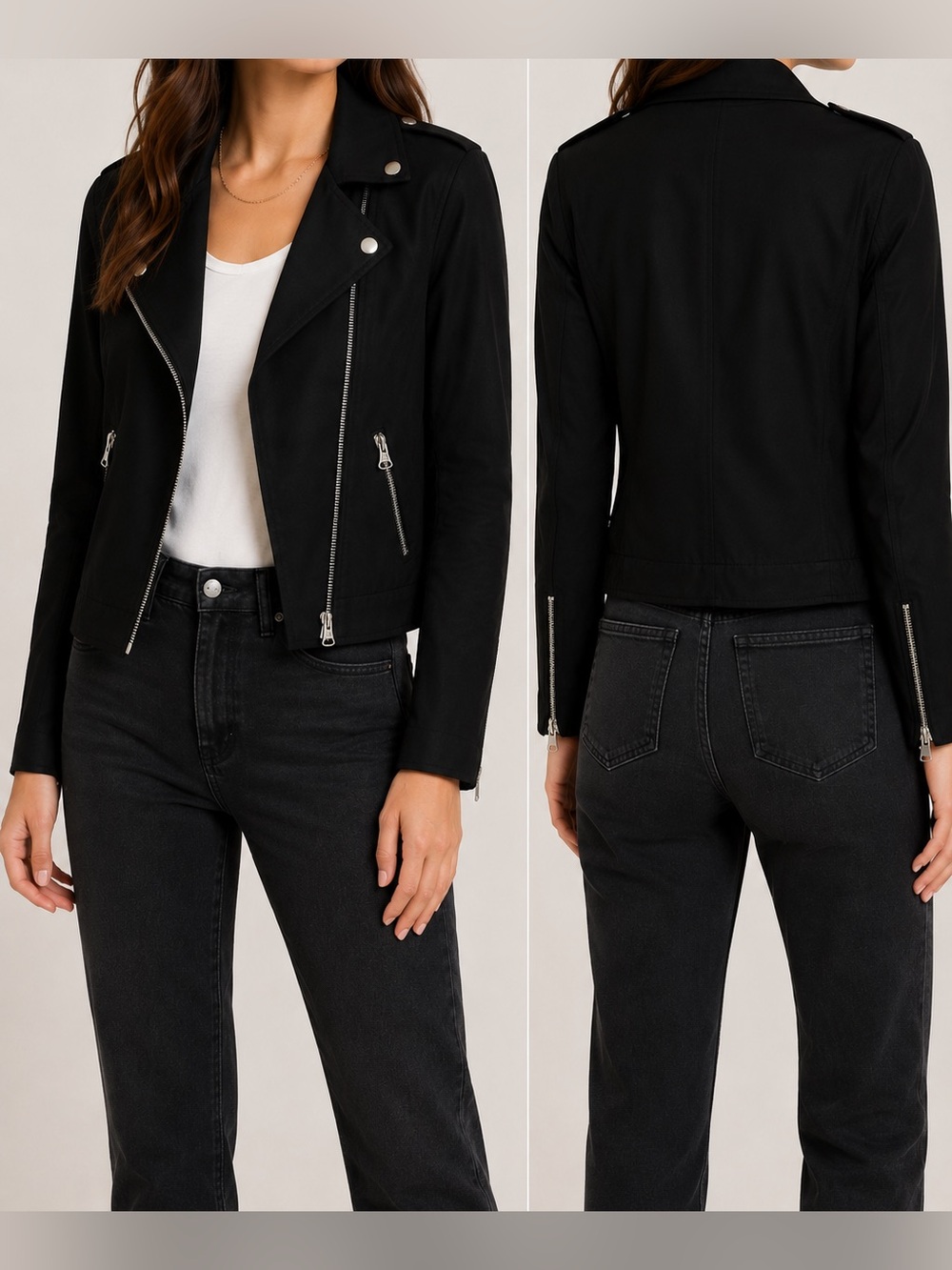 Rag & Bone Black Silk Blend Moto Jacket Size 6 Asymmetrical Zip Jacket